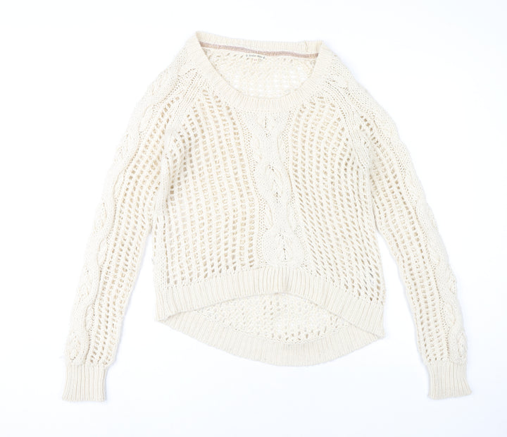 SoulCal Deluxe Women's Ivory Size 14 Open Knit Pullover Jumper
