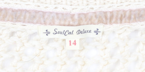 SoulCal Deluxe Women's Ivory Size 14 Open Knit Pullover Jumper