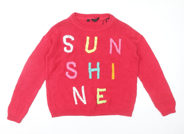 Rainbow Womens Red Sunshine Pullover Jumper Size 10 Cotton Blend