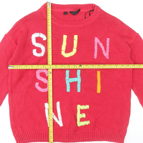 Rainbow Womens Red Sunshine Pullover Jumper Size 10 Cotton Blend