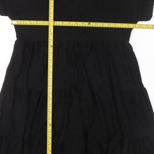 Boohoo Womens Black A-Line Puff Sleeve Knee Length Dress Size 14