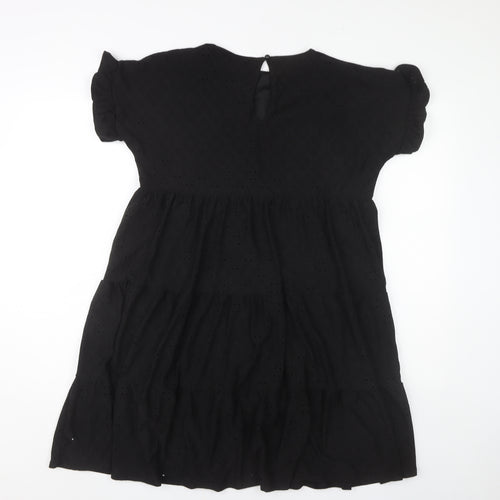 Boohoo Womens Black A-Line Puff Sleeve Knee Length Dress Size 14