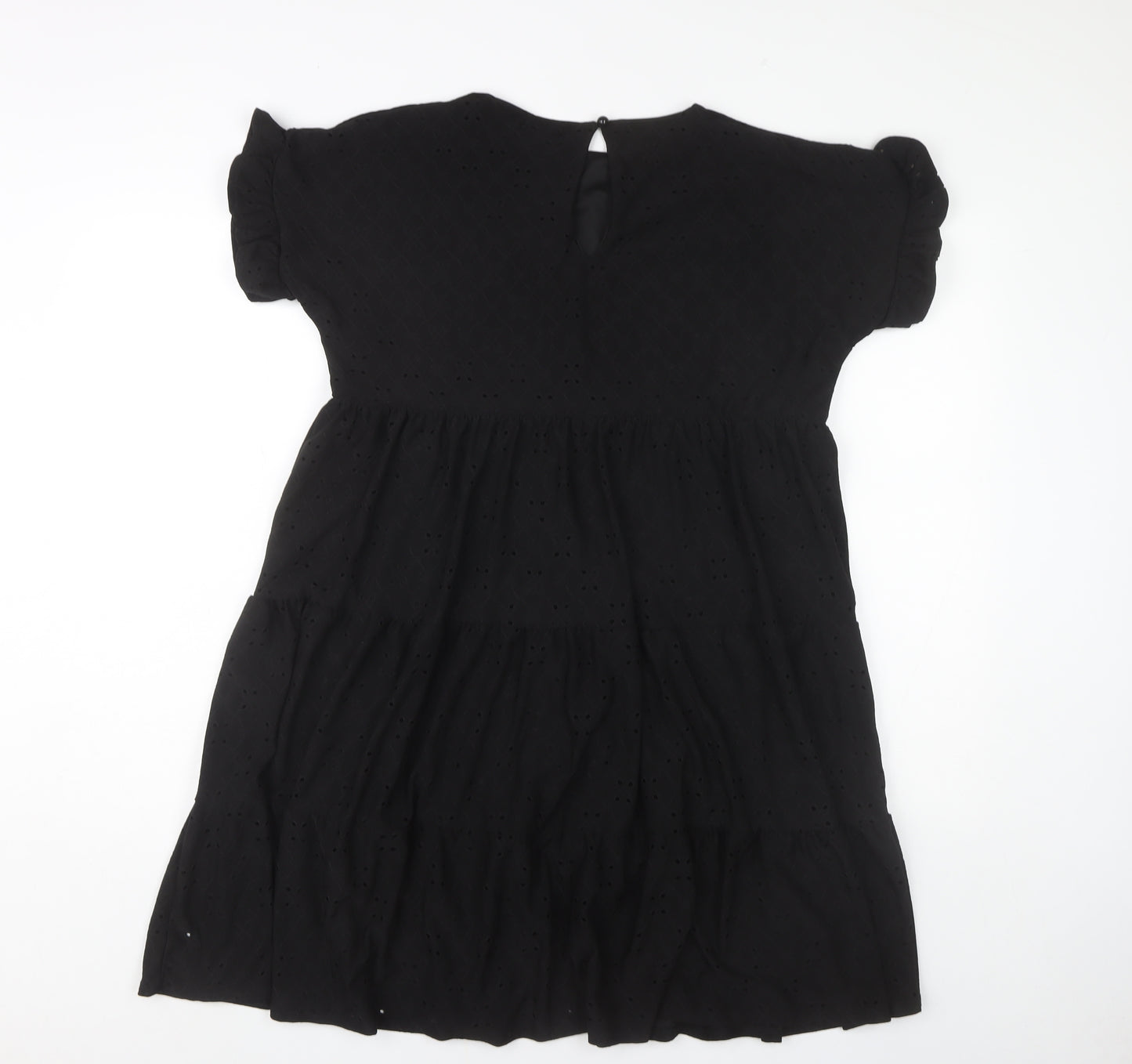 Boohoo Womens Black A-Line Puff Sleeve Knee Length Dress Size 14