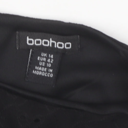 Boohoo Womens Black A-Line Puff Sleeve Knee Length Dress Size 14