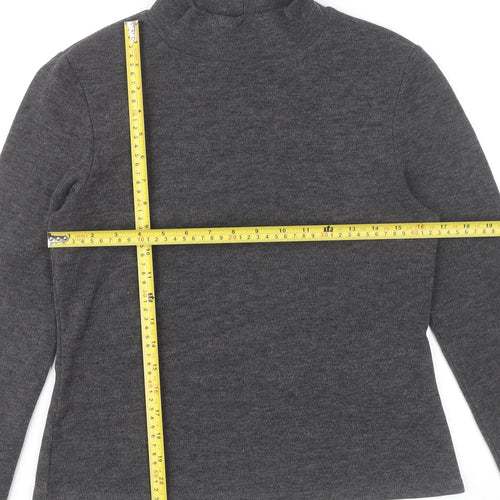 Oasis Womens Grey Mock Neck Long Sleeve Knit Top Size M