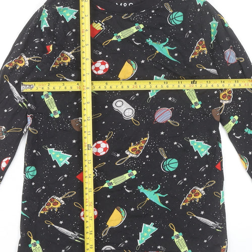 Marks and Spencer Boys Black 9-10 Years Long Sleeve Pyjama Top Dinosaur Food Print