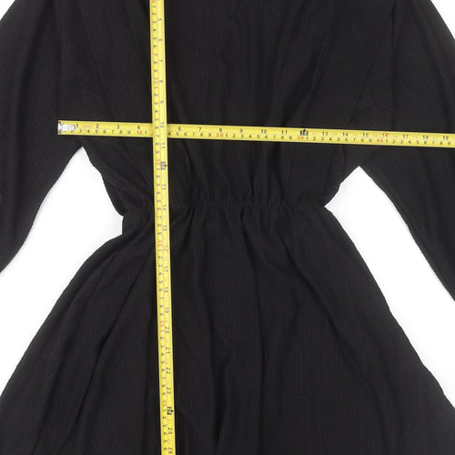 Zara Women Black Mini A-Line Dress Size M Long Sleeve
