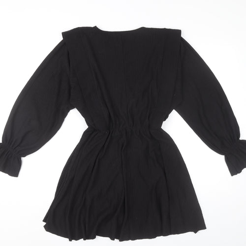 Zara Women Black Mini A-Line Dress Size M Long Sleeve