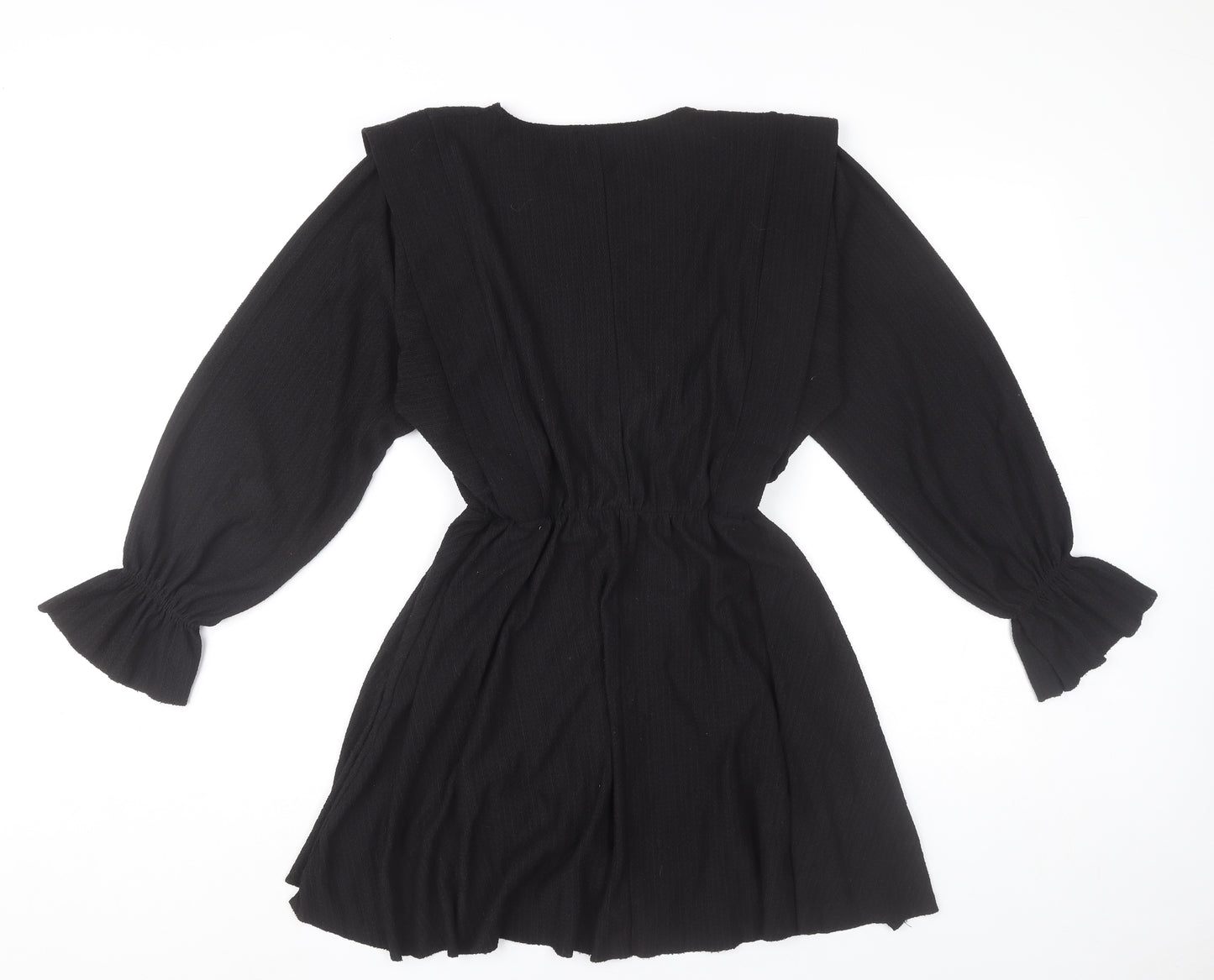 Zara Women Black Mini A-Line Dress Size M Long Sleeve
