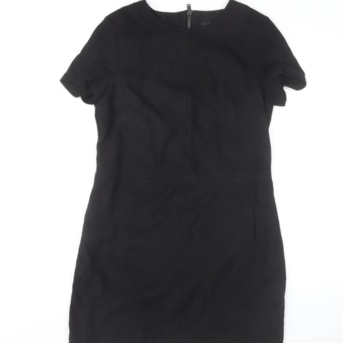 Oasis Women Black Shift Dress Size 12 Short Sleeve Workwear