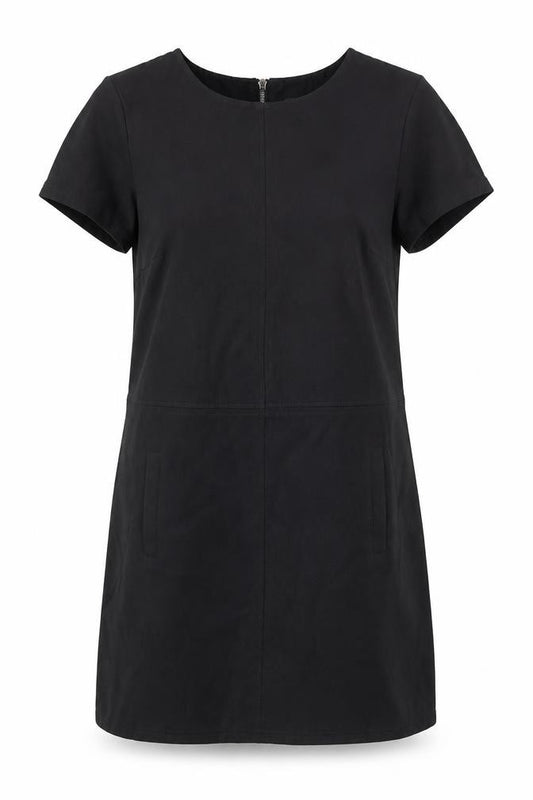 Front view of Oasis Women Black Shift Dress, size 12, Short Sleeve Workwear