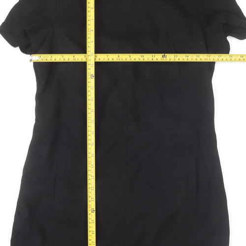 Oasis Women Black Shift Dress Size 12 Short Sleeve Workwear