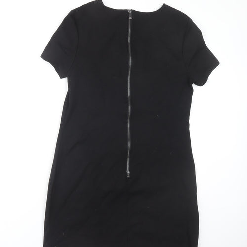 Oasis Women Black Shift Dress Size 12 Short Sleeve Workwear