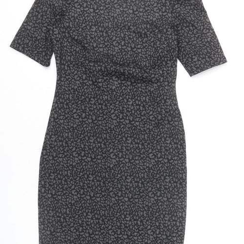 Dorothy Perkins Women Grey Animal Print Sheath Dress Size 10