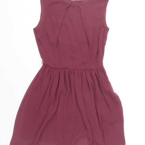 Love Women’s Purple Skater Dress S Sleeveless Short Chiffon