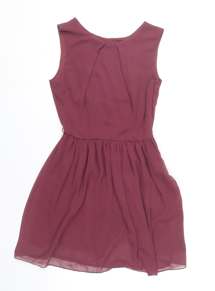 Love Women’s Purple Skater Dress S Sleeveless Short Chiffon