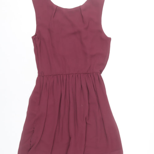 Love Women’s Purple Skater Dress S Sleeveless Short Chiffon