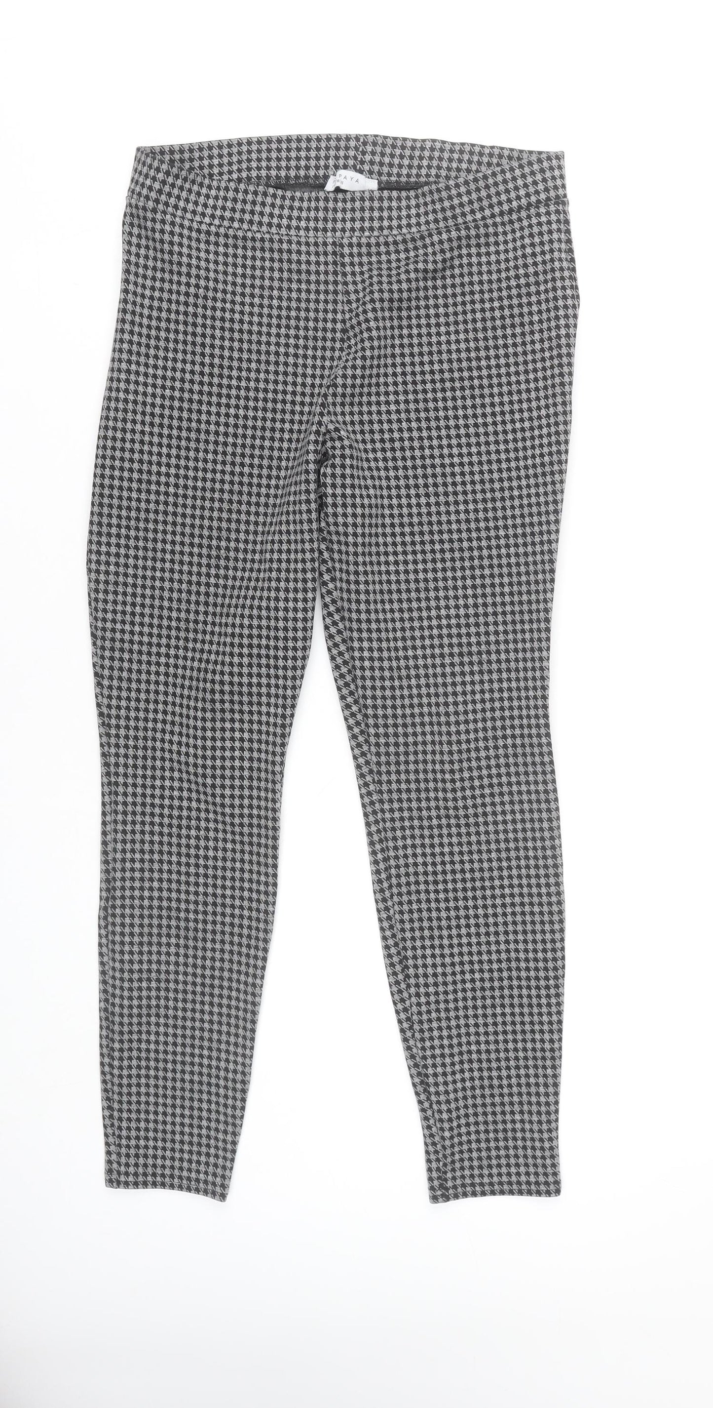 Papaya Women Grey Houndstooth Leggings Size 12 Stretch Comfort
