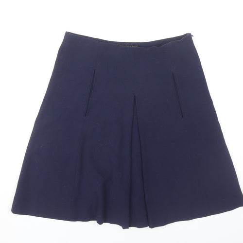 Zara Women Blue Size 12 A-Line Knee Length Skirt Workwear