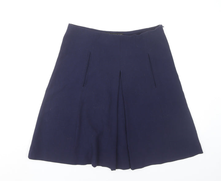 Zara Women Blue Size 12 A-Line Knee Length Skirt Workwear