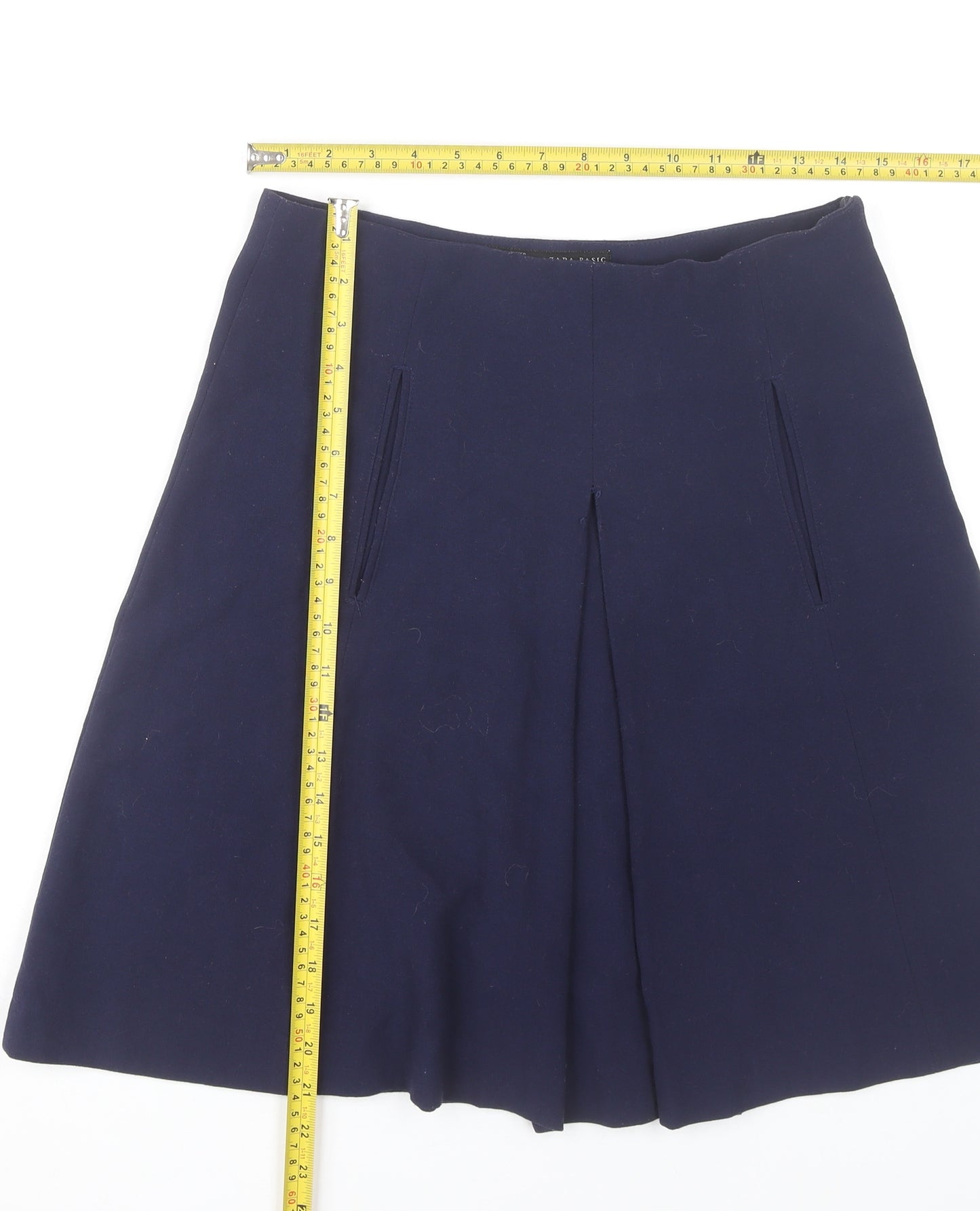 Zara Women Blue Size 12 A-Line Knee Length Skirt Workwear