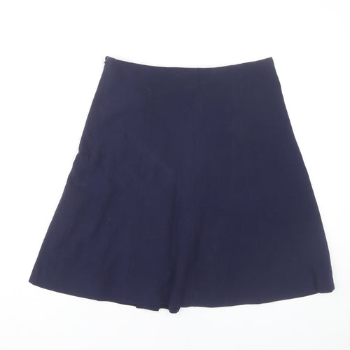 Zara Women Blue Size 12 A-Line Knee Length Skirt Workwear