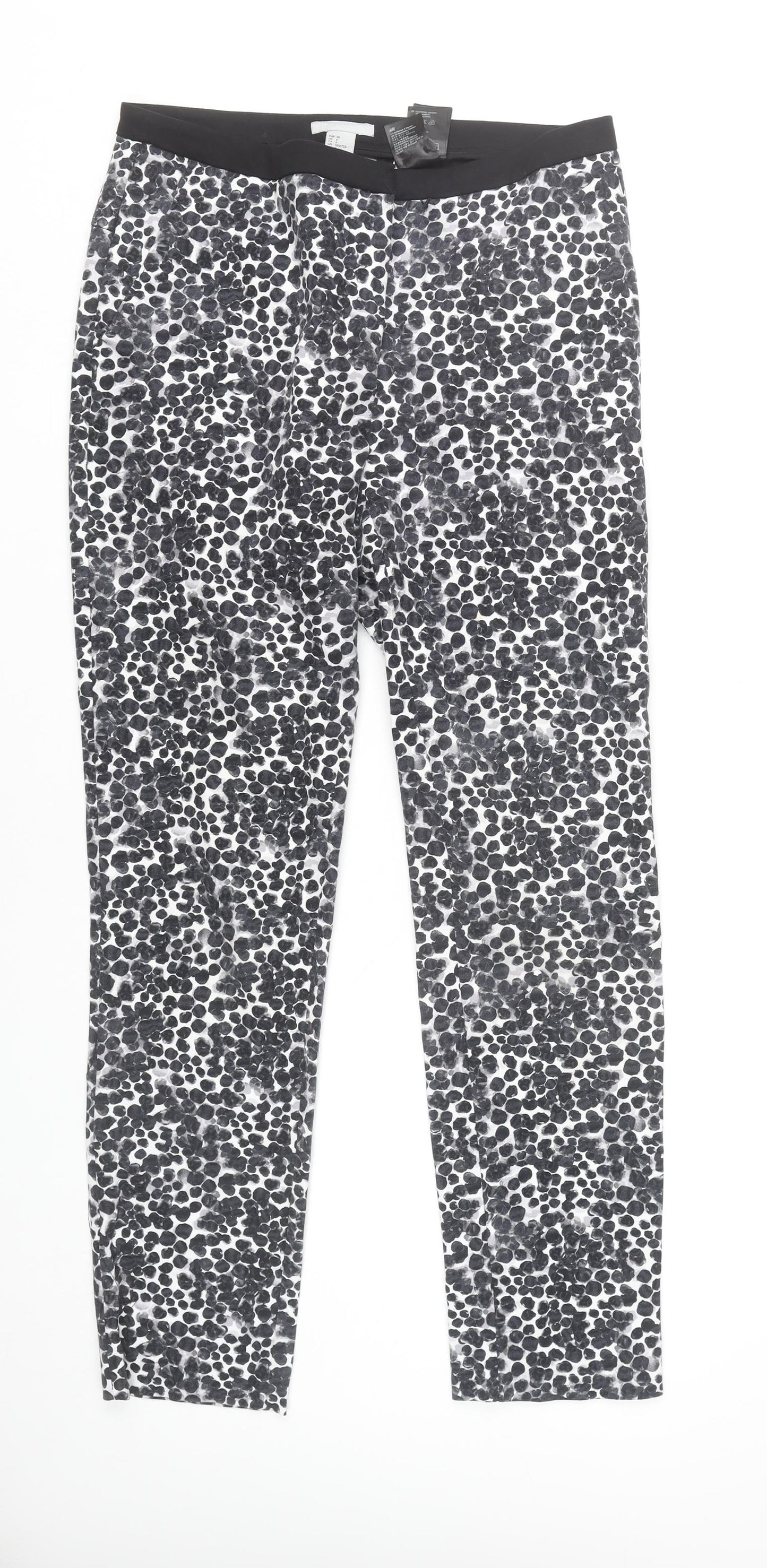 H&M Womens Black Animal Print Leggings Size 10 Slim Fit