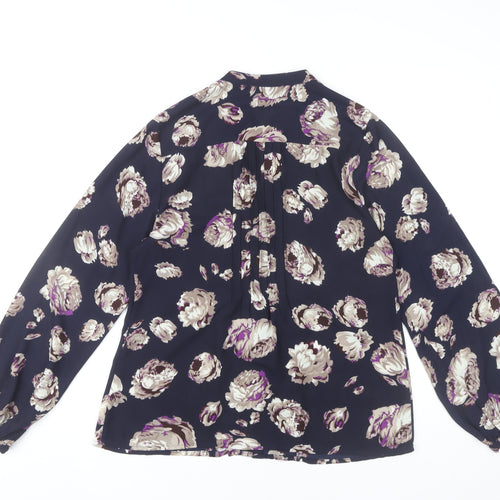 Dunnes Stores Women’s Blue Floral Blouse UK12 Long Sleeve Tunic Top