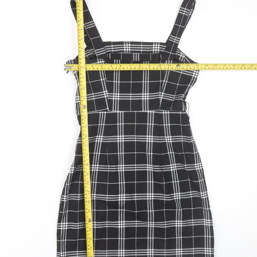 H&M Divided Women's Black Check Pinafore Dress Size 4 Sleeveless
