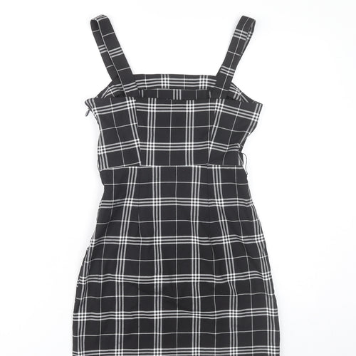 H&M Divided Women's Black Check Pinafore Dress Size 4 Sleeveless