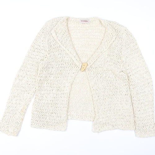 Tivoli Womens Beige XL Open-Knit Silk Cotton Cardigan