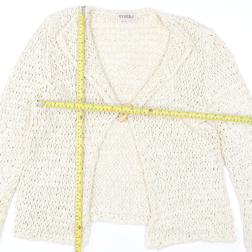 Tivoli Womens Beige XL Open-Knit Silk Cotton Cardigan