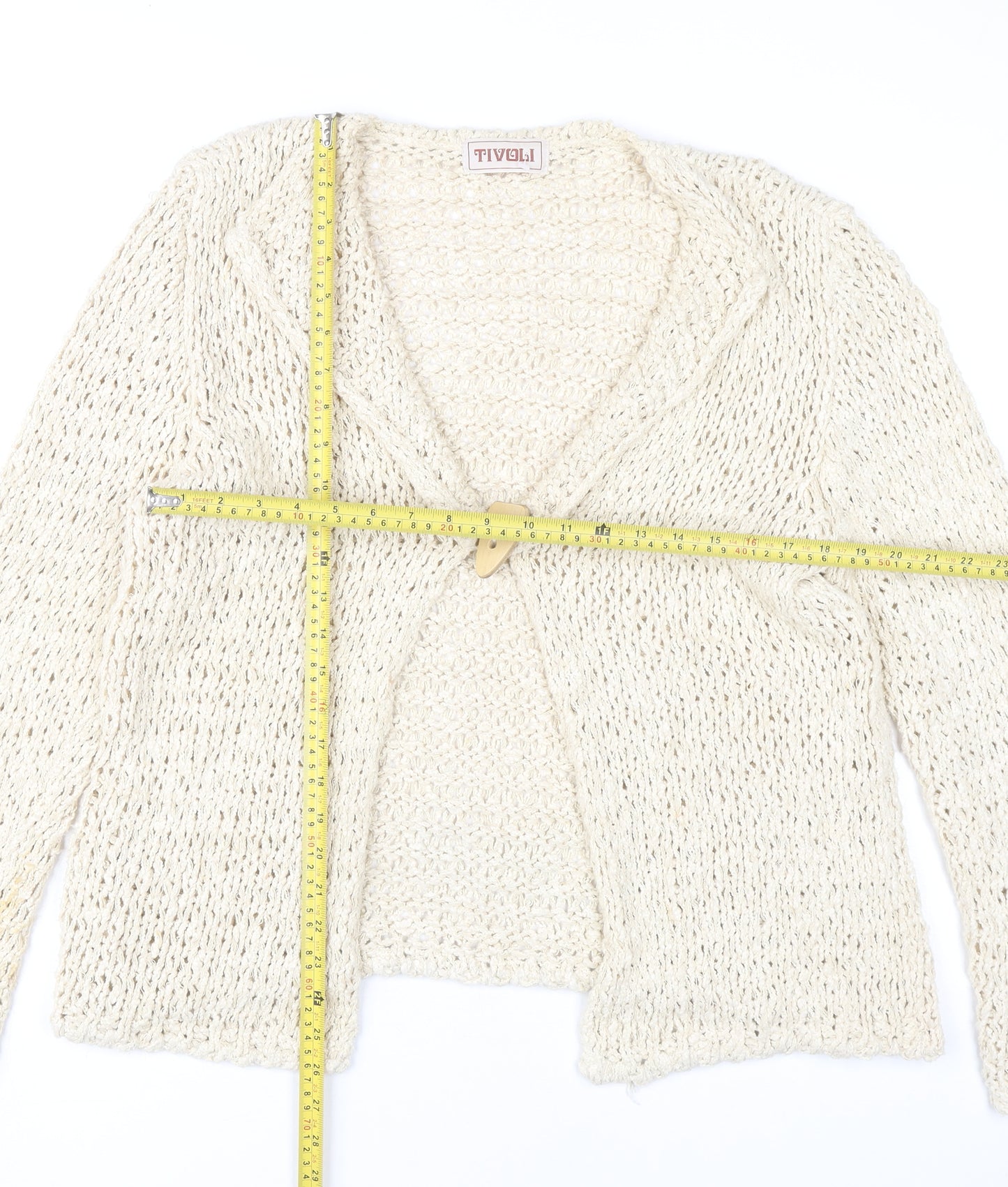 Tivoli Womens Beige XL Open-Knit Silk Cotton Cardigan