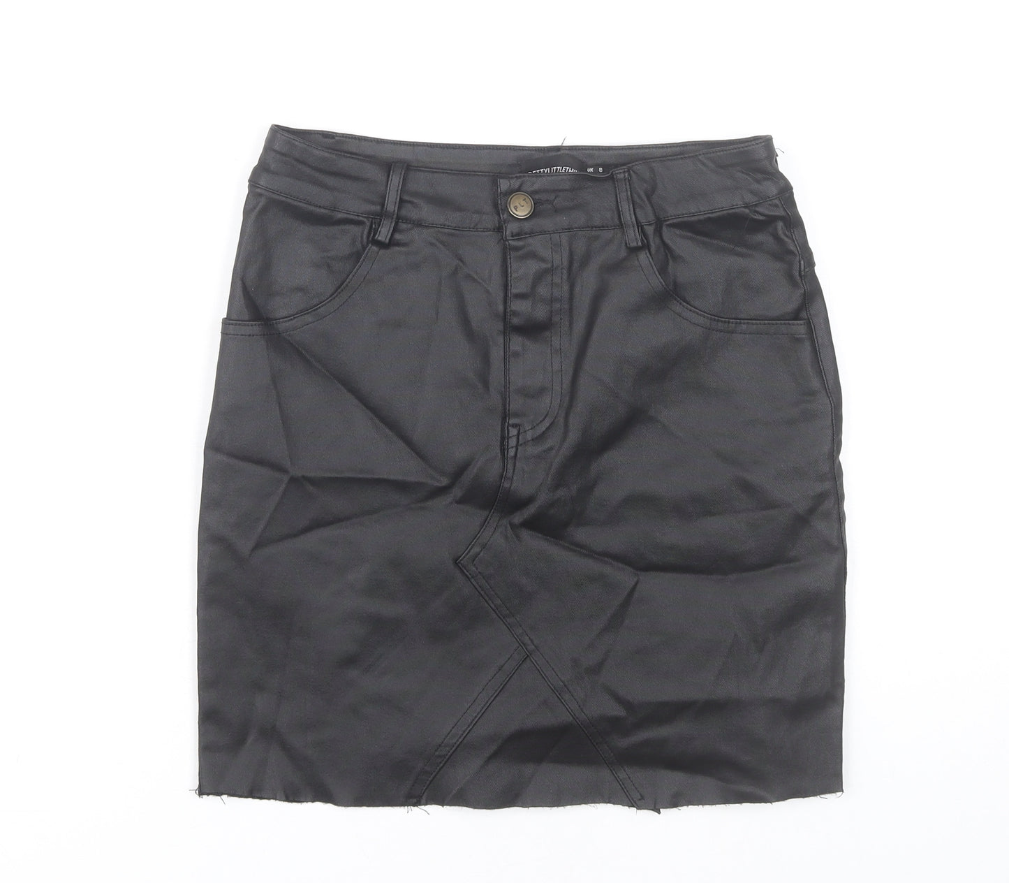 PrettyLittleThing Womens Black Size 8 Pencil Skirt Knee Length