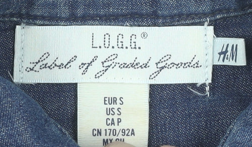 H&M L.O.G.G. Men’s Blue Denim Button-Up Shirt Size S Regular Fit