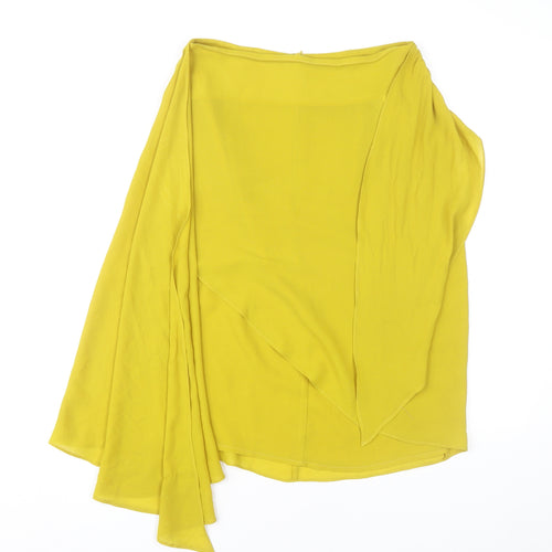 Zara Women’s Yellow XS Asymmetric Wrap Midi Skirt