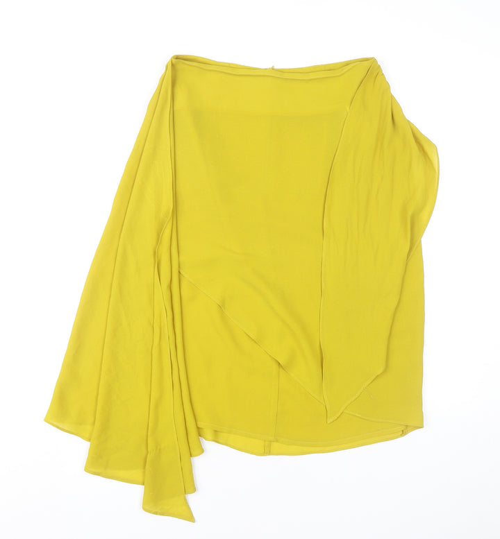 Zara Women’s Yellow XS Asymmetric Wrap Midi Skirt