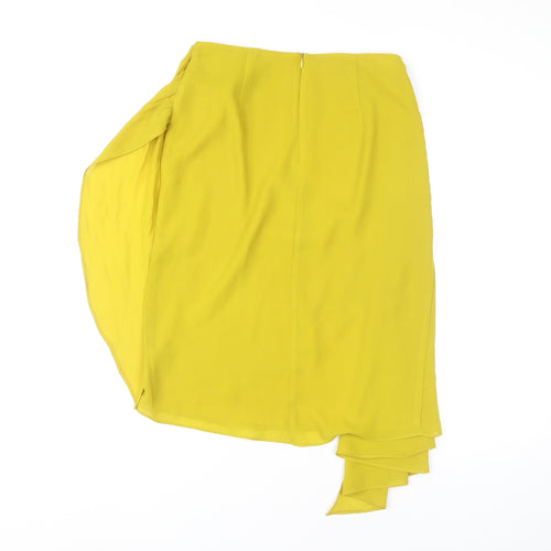 Zara Women’s Yellow XS Asymmetric Wrap Midi Skirt