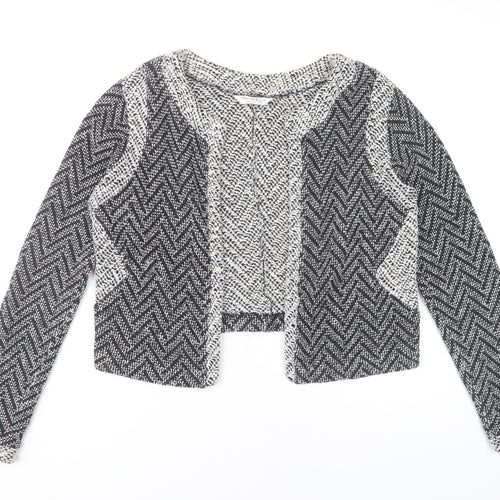 Miss Selfridge Womens Black Herringbone Cropped Jacket Size 12