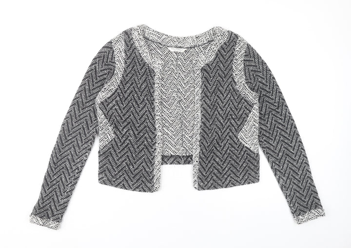 Miss Selfridge Womens Black Herringbone Cropped Jacket Size 12
