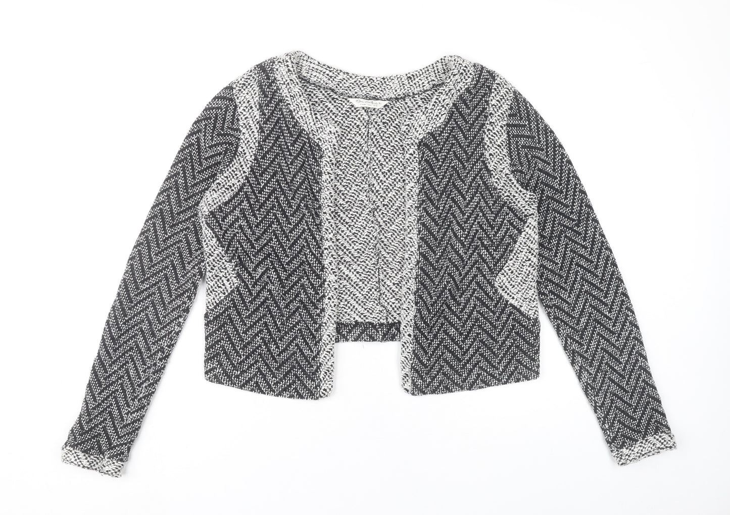 Miss Selfridge Womens Black Herringbone Cropped Jacket Size 12
