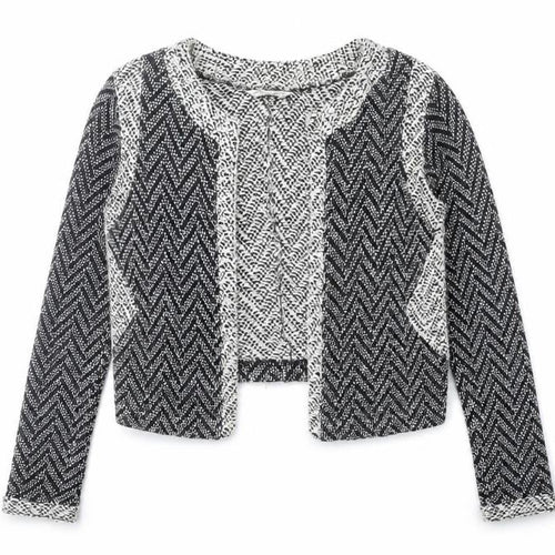Miss Selfridge Womens Black Herringbone Cropped Jacket Size 12