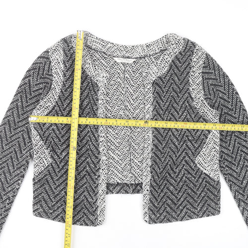 Miss Selfridge Womens Black Herringbone Cropped Jacket Size 12