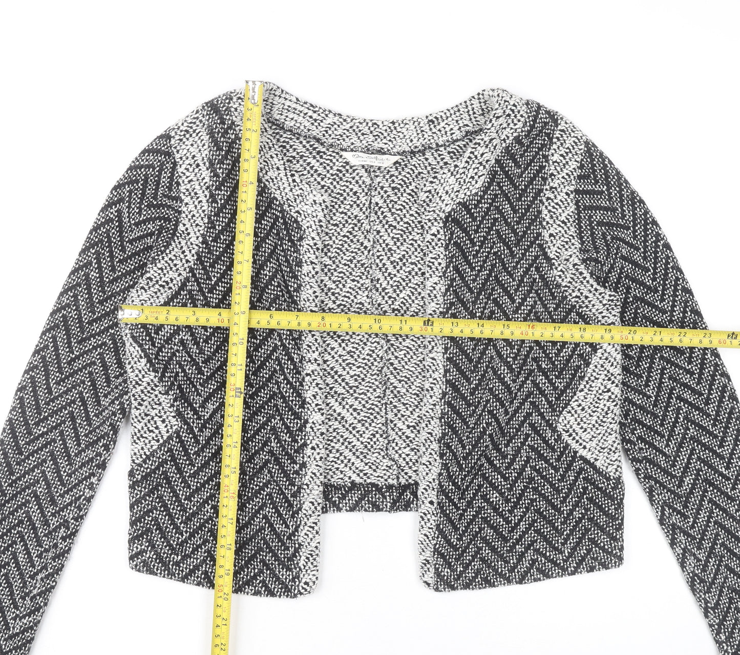 Miss Selfridge Womens Black Herringbone Cropped Jacket Size 12