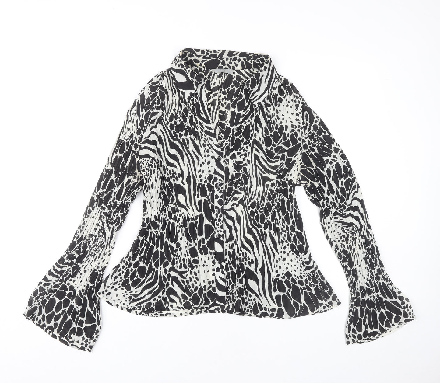 Marks and Spencer Women’s Black Animal Print Blouse UK 12 Long Sleeve