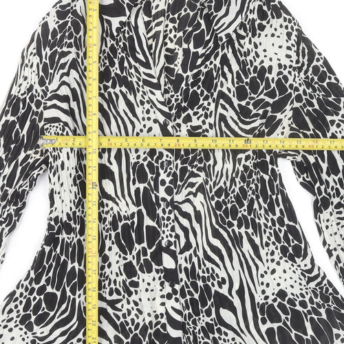 Marks and Spencer Women’s Black Animal Print Blouse UK 12 Long Sleeve