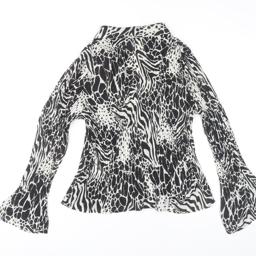 Marks and Spencer Women’s Black Animal Print Blouse UK 12 Long Sleeve