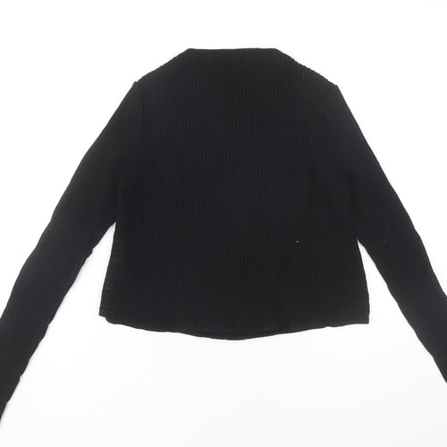 Zara Women Black Slim Fit Ribbed Knit Pullover Jumper Size M