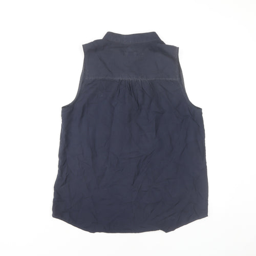 J.Crew Women’s Blue Silk Sleeveless Collared Blouse Size 4