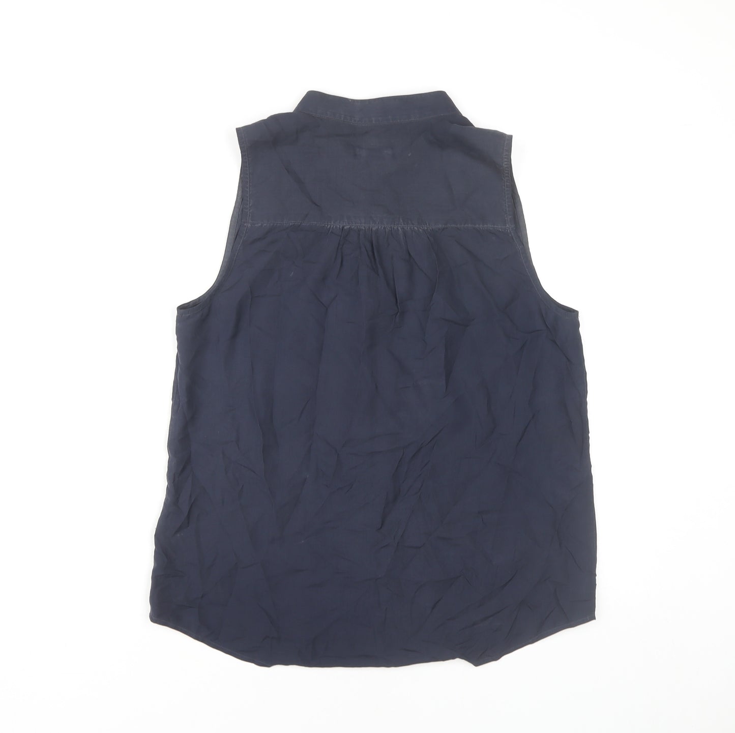 J.Crew Women’s Blue Silk Sleeveless Collared Blouse Size 4
